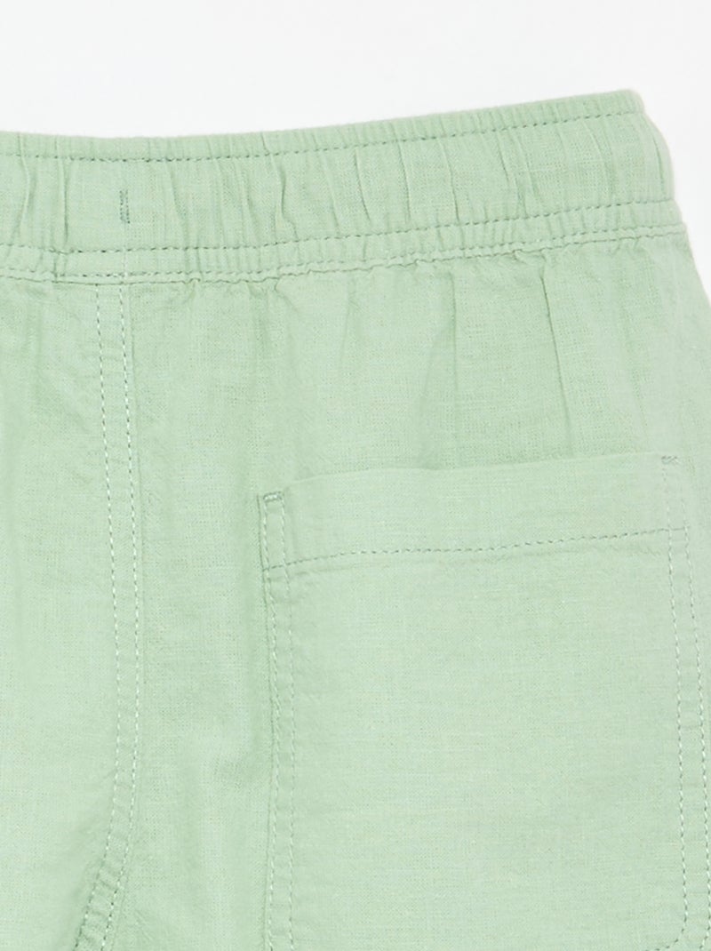 Short a righe leggero in misto lino Verde - Kiabi