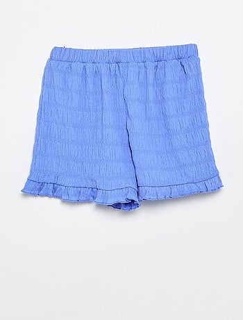 Short a tinta unita in maglia goffrata