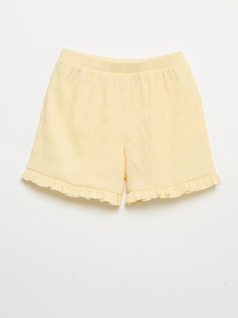 Short a tinta unita in maglia goffrata Giallo - Kiabi