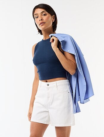 Short a vita alta in denim