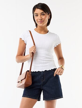 Short a vita alta in denim