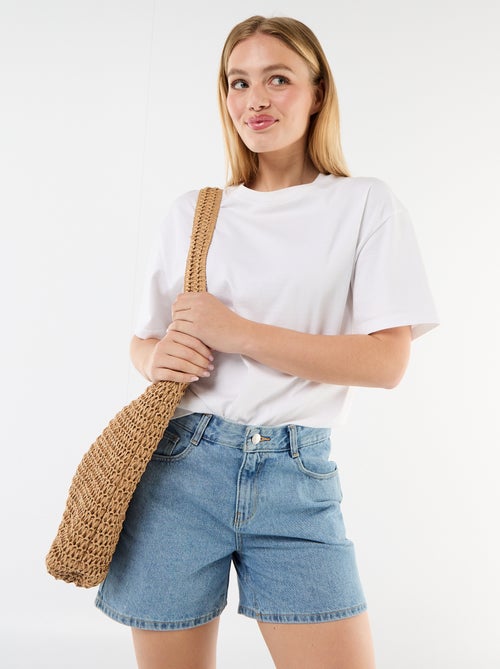 Short a vita alta in denim - Kiabi