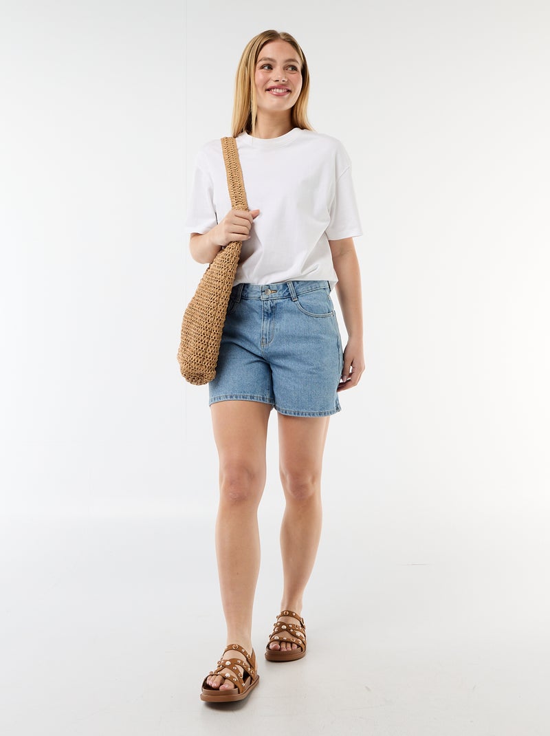 Short a vita alta in denim Blu - Kiabi