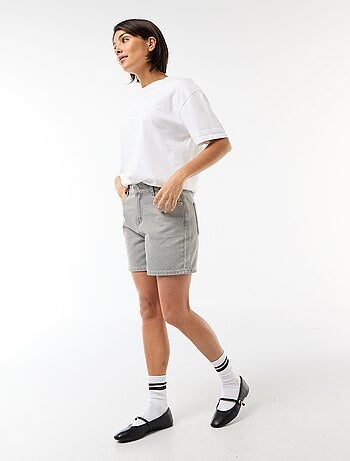 Short a vita alta in denim