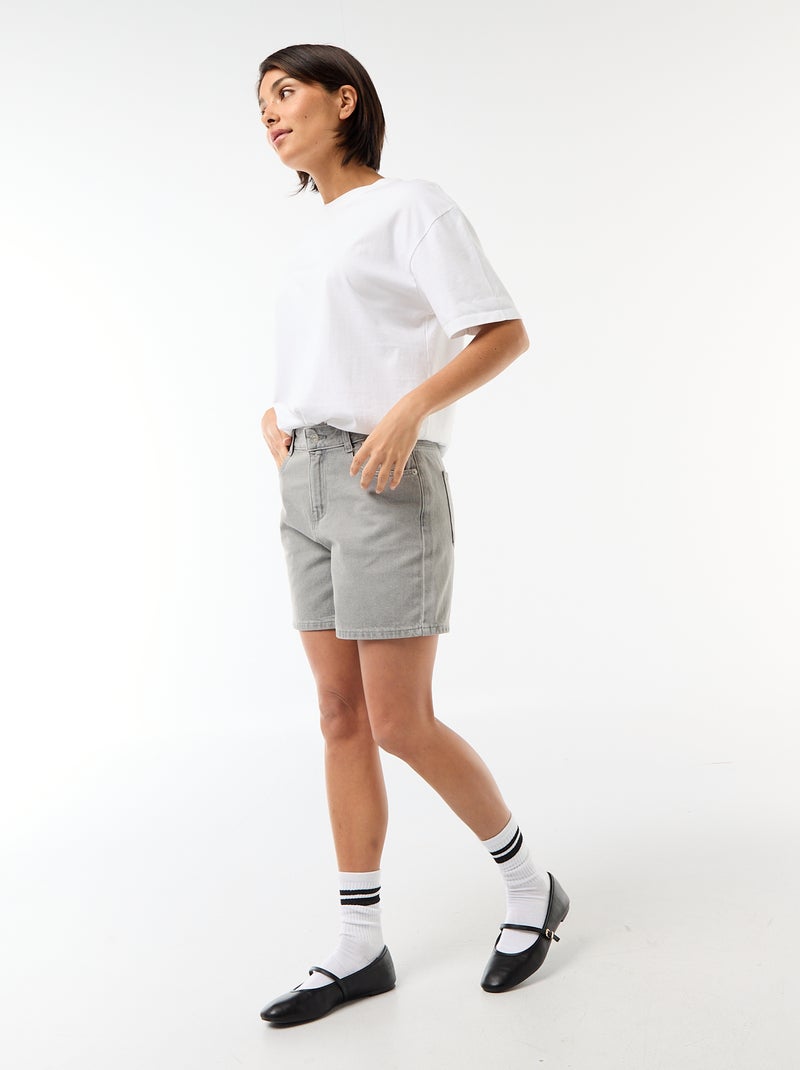 Short a vita alta in denim Grigio - Kiabi