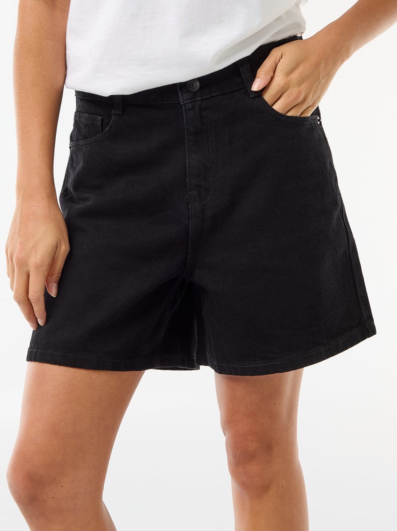 Short a vita alta in denim Nero - Kiabi