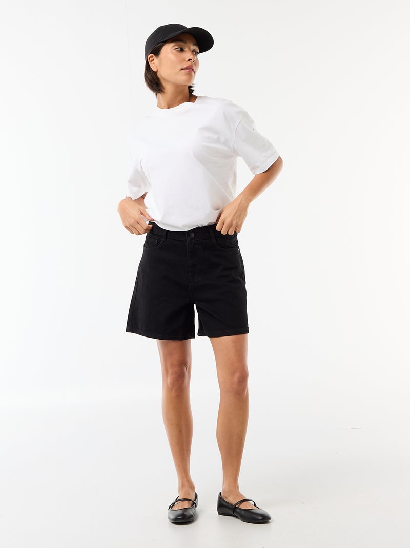 Short a vita alta in denim Nero - Kiabi