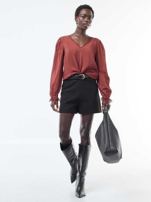 Short a vita alta tinta unita - Kiabi