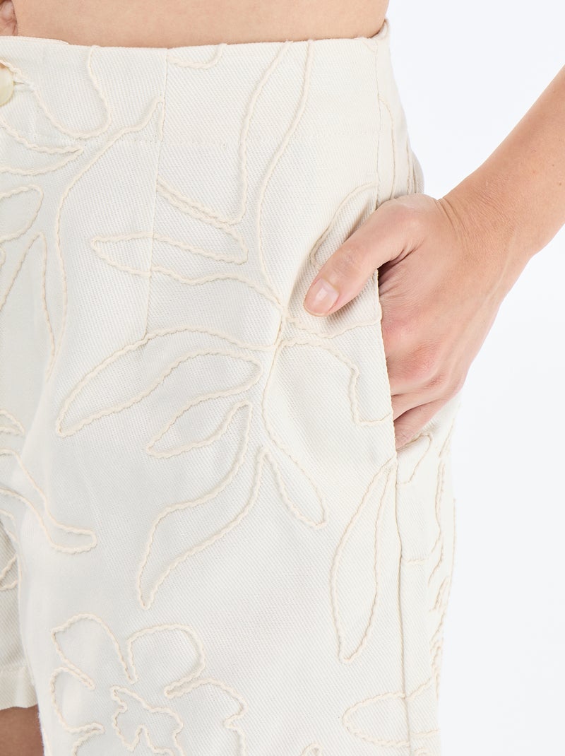 Short a vita normale con ricami Bianco - Kiabi