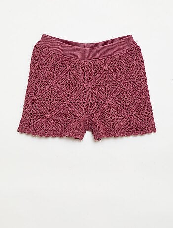 Short all'uncinetto a tinta unita
