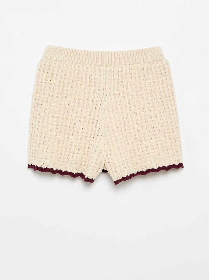 Short all'uncinetto con dettagli ricamati Beige - Kiabi
