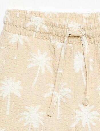 Short bicolore in cotone con elastico in vita