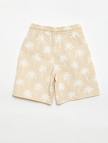 Short bicolore in cotone con elastico in vita