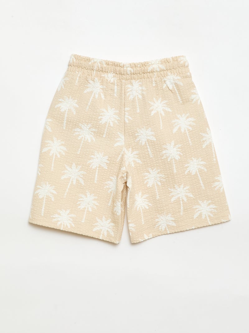 Short bicolore in cotone con elastico in vita Beige - Kiabi