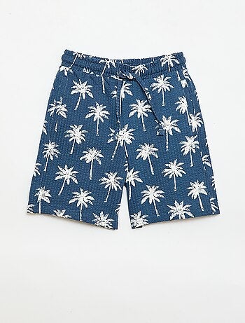 Short bicolore in cotone con elastico in vita