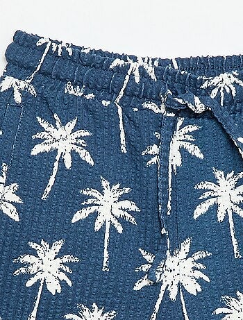 Short bicolore in cotone con elastico in vita