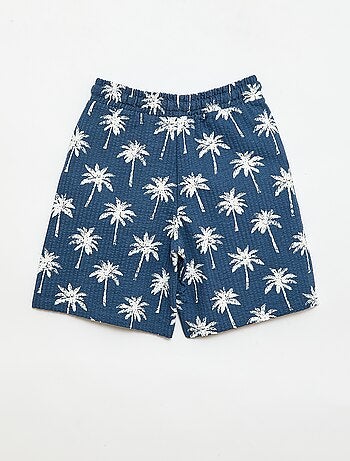Short bicolore in cotone con elastico in vita