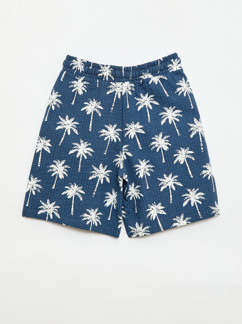 Short bicolore in cotone con elastico in vita Blu - Kiabi