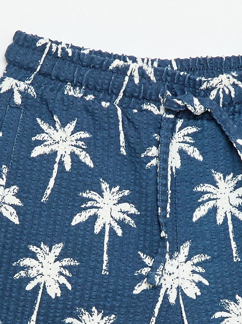 Short bicolore in cotone con elastico in vita Blu - Kiabi
