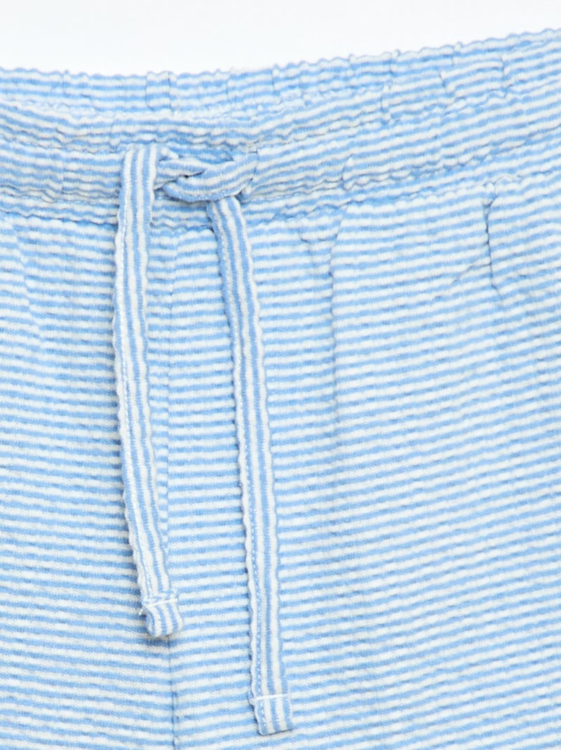 Short bicolore in cotone con elastico in vita Blu - Kiabi