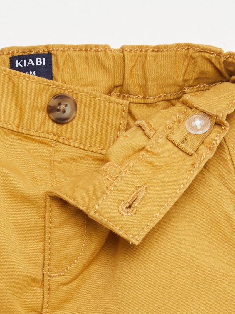 Short chino con vita regolabile Giallo senape - Kiabi