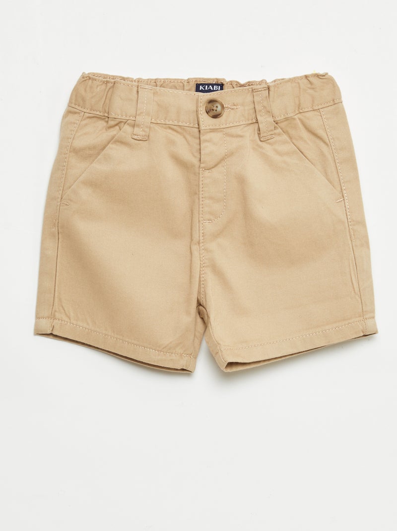 Short chino con vita regolabile Marrone - Kiabi