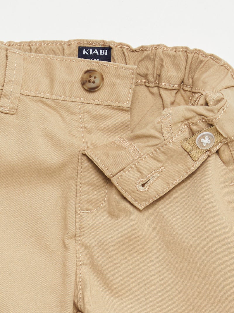 Short chino con vita regolabile Marrone - Kiabi