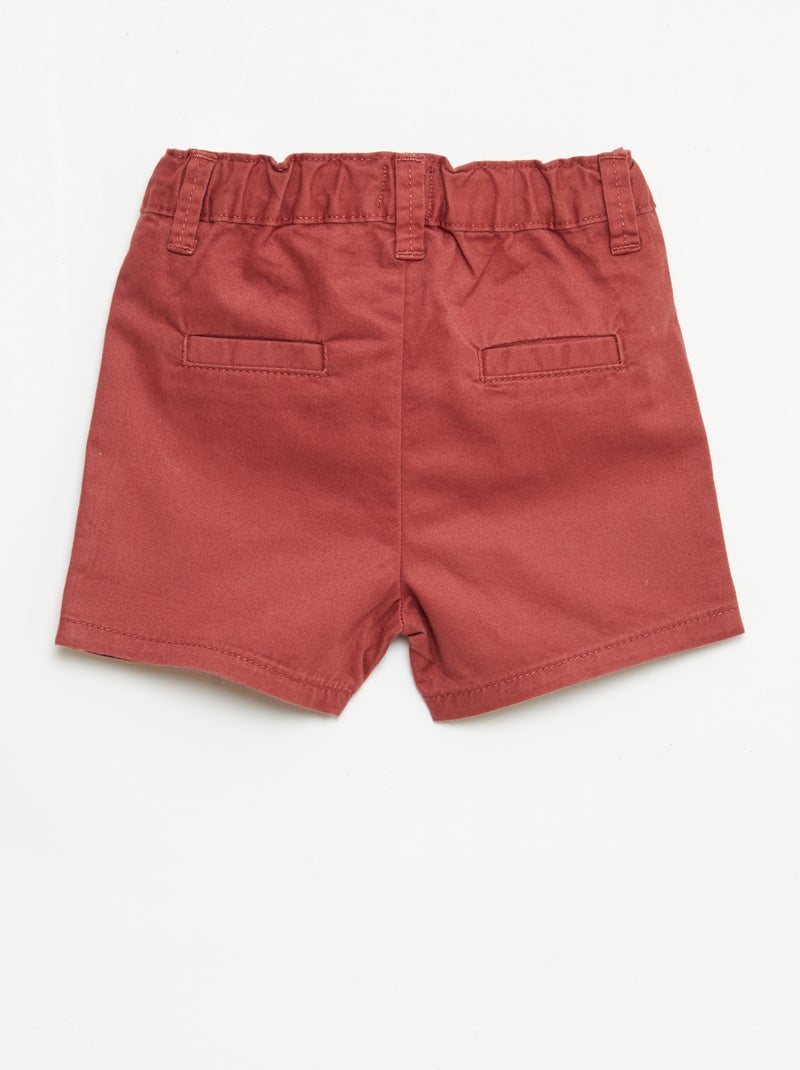 Short chino con vita regolabile Rosso - Kiabi