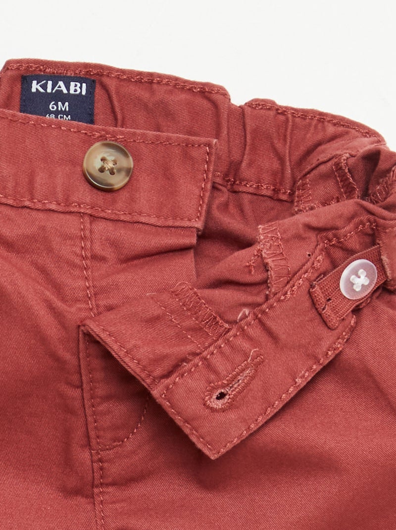 Short chino con vita regolabile Rosso - Kiabi