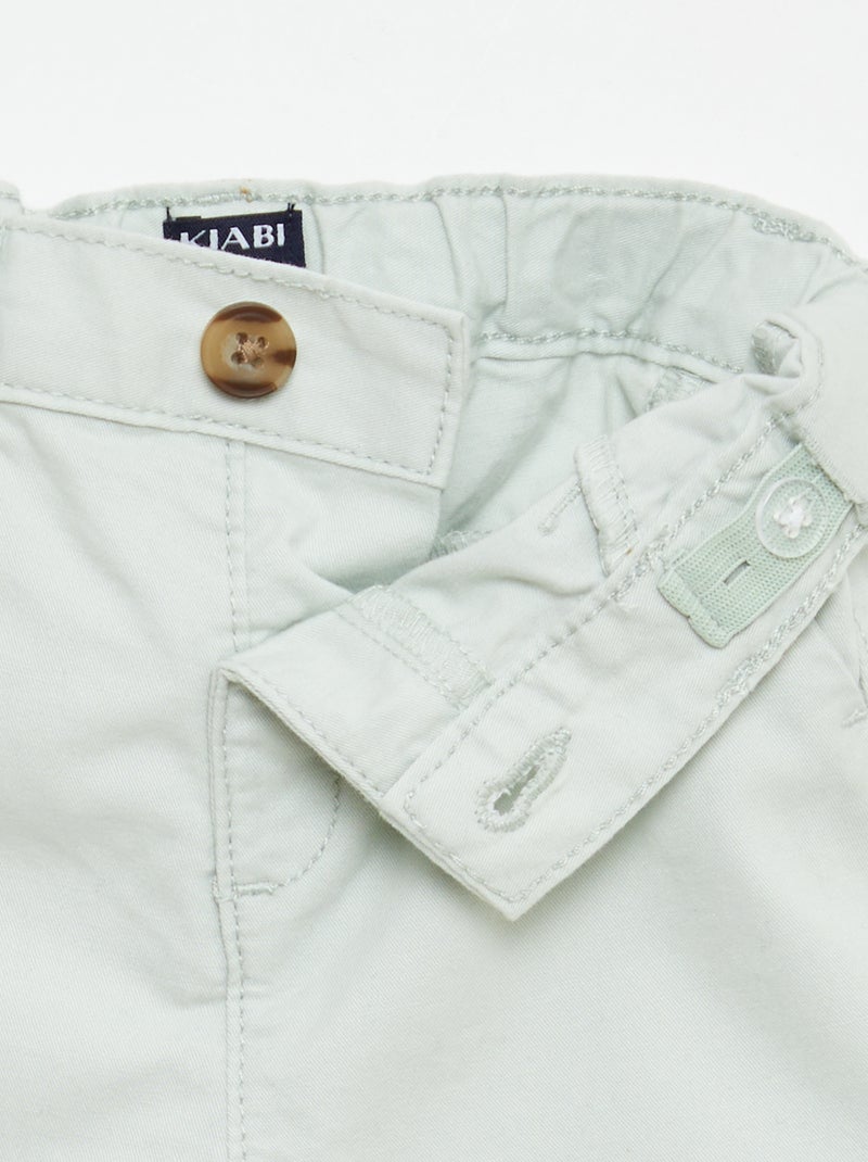 Short chino con vita regolabile Verde chiaro - Kiabi