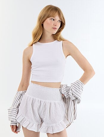 Short con balze in maglia a rilievo