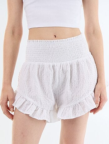Short con balze in maglia a rilievo