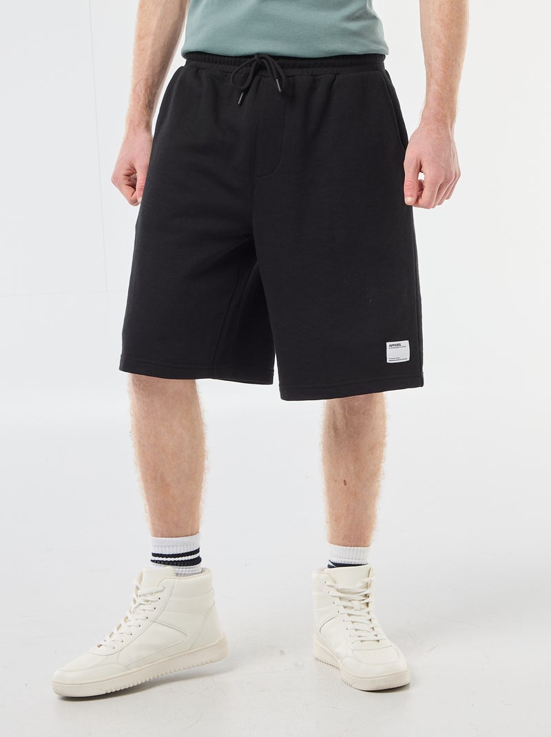Short con patch in cotone tinta unita Nero - Kiabi