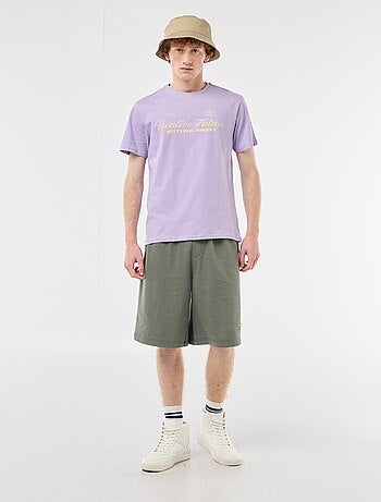 Short con patch in cotone tinta unita