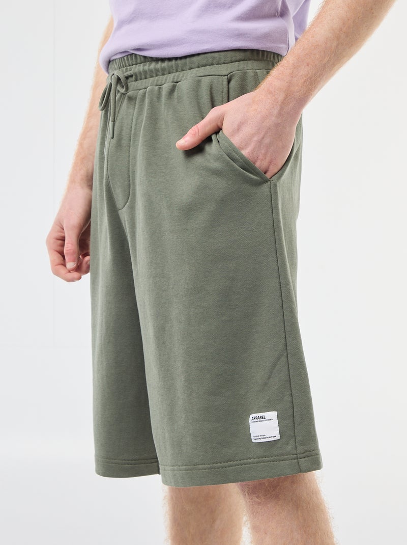 Short con patch in cotone tinta unita Verde - Kiabi