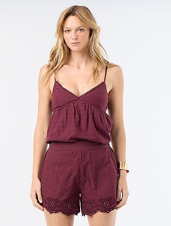 Short con ricami e paillettes a specchio