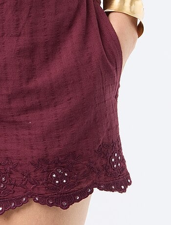 Short con ricami e paillettes a specchio