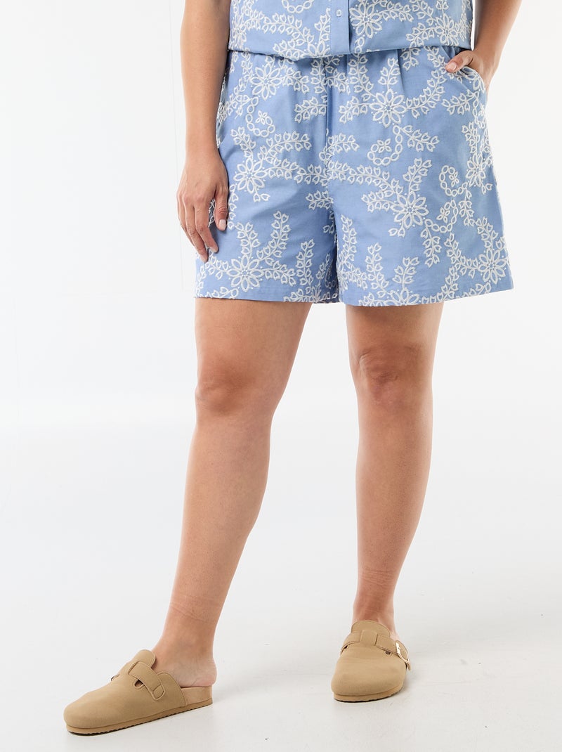 Short con ricami floreali Blu - Kiabi
