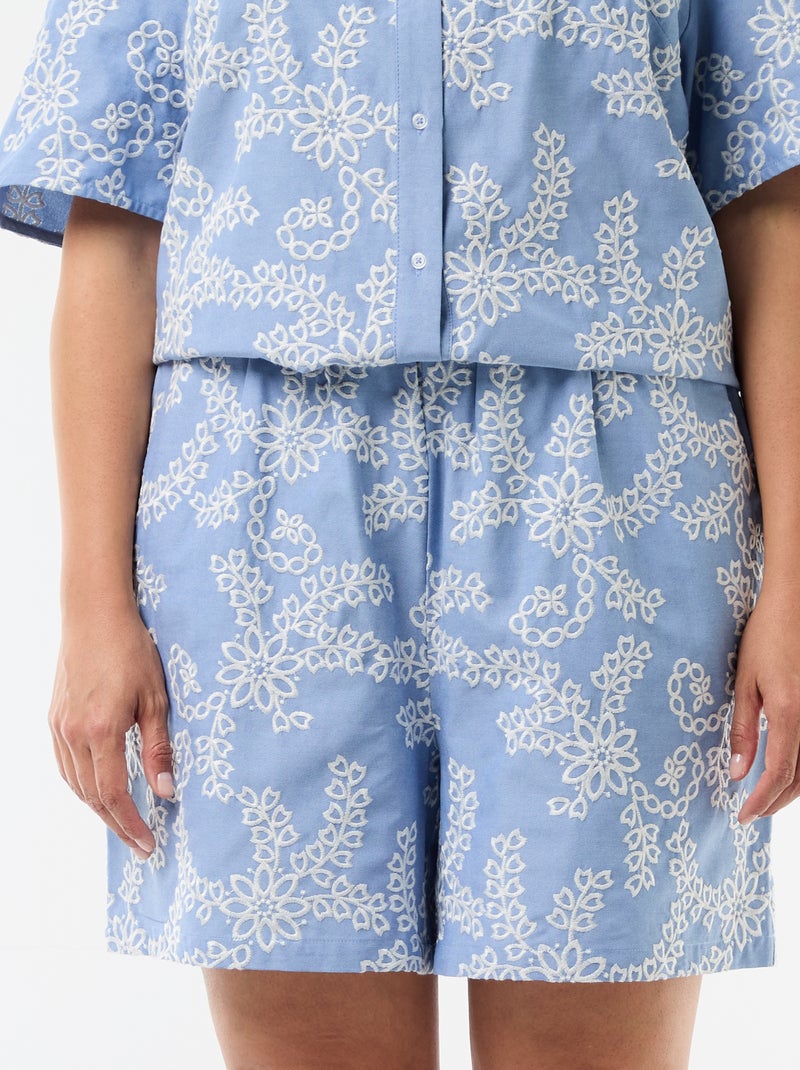 Short con ricami floreali Blu - Kiabi