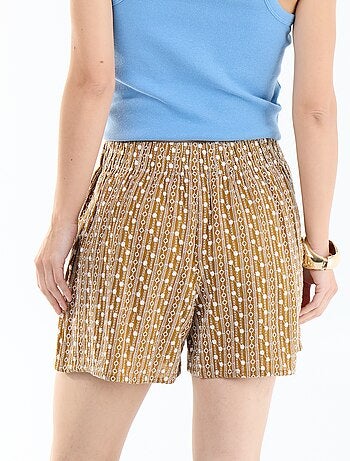 Short con ricami in vita elasticizzata