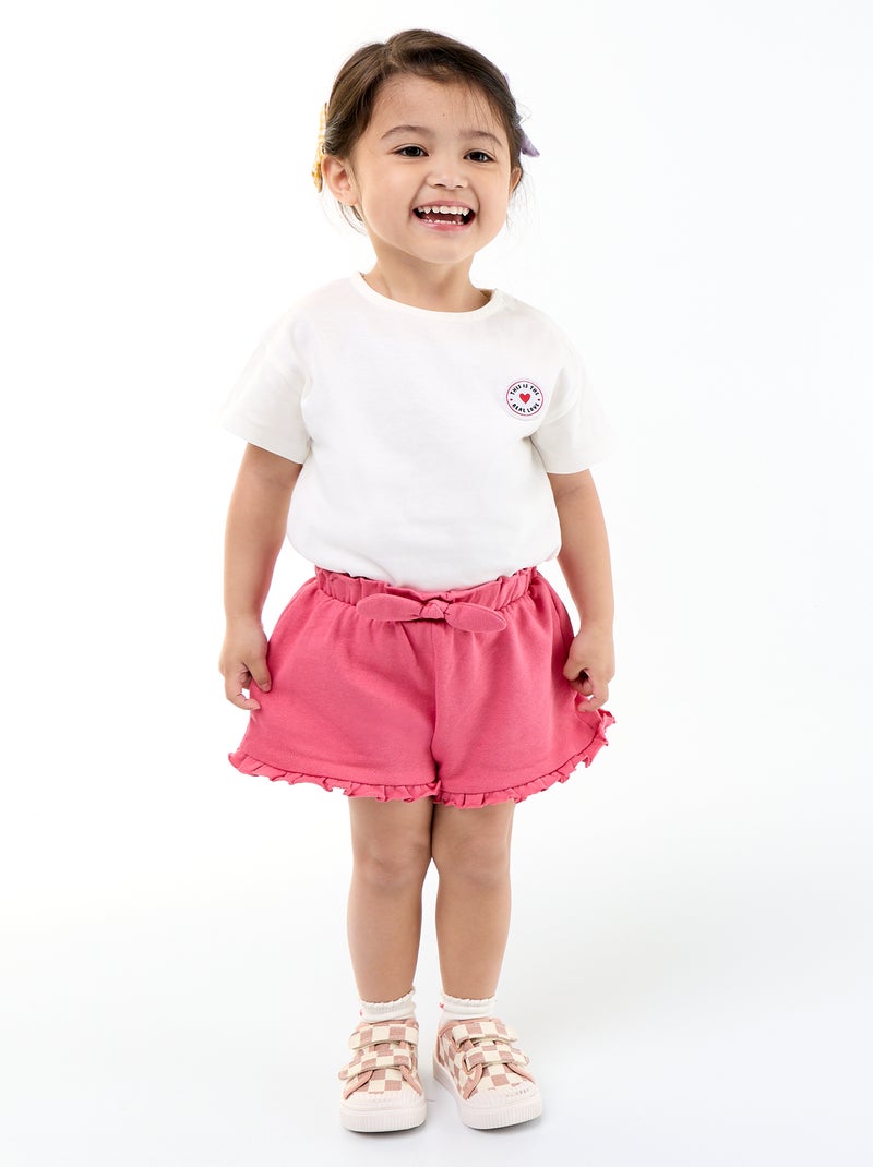 Short con volant e fiocco in vita Fucsia - Kiabi