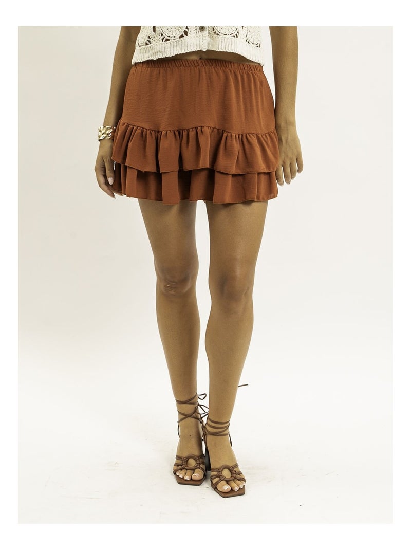 Short con volant effetto gonna XEPINE Rosso mattone - Kiabi