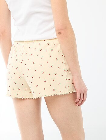 Short pigiama corto in cotone con stampa floreale all-over