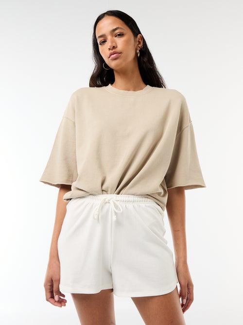 Short corto in cotone tinta unita con coulisse - Kiabi