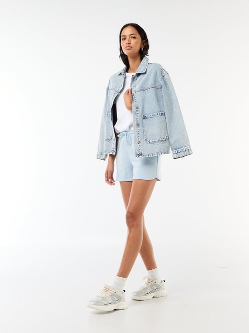 Short corto in cotone tinta unita con coulisse - Kiabi