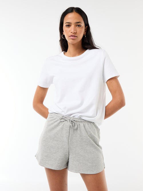 Short corto in cotone tinta unita con coulisse - Kiabi