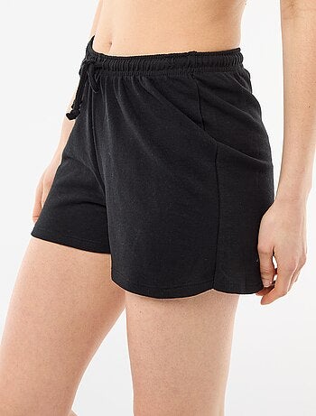 Short corto in cotone tinta unita con coulisse