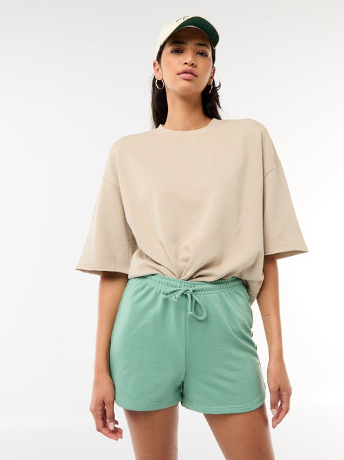Short corto in cotone tinta unita con coulisse - Kiabi
