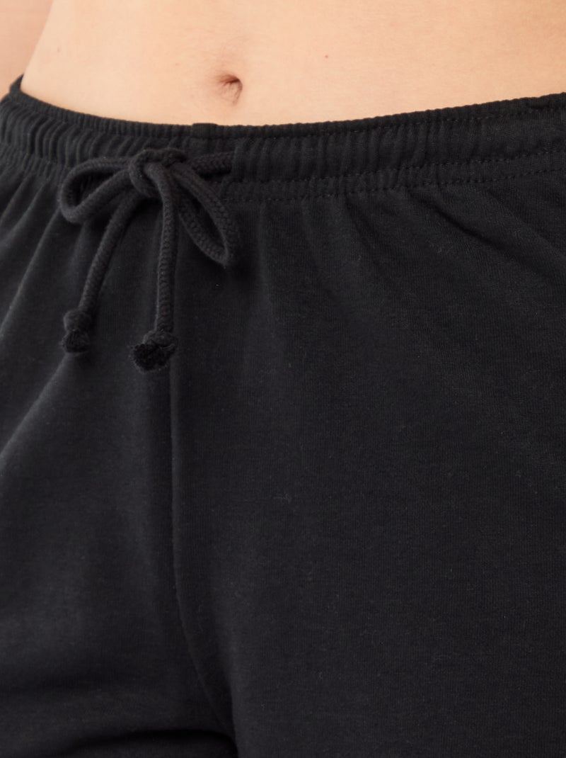 Short corto in cotone tinta unita con laccetto Nero - Kiabi