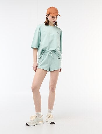 Short corto in french terry con scritta